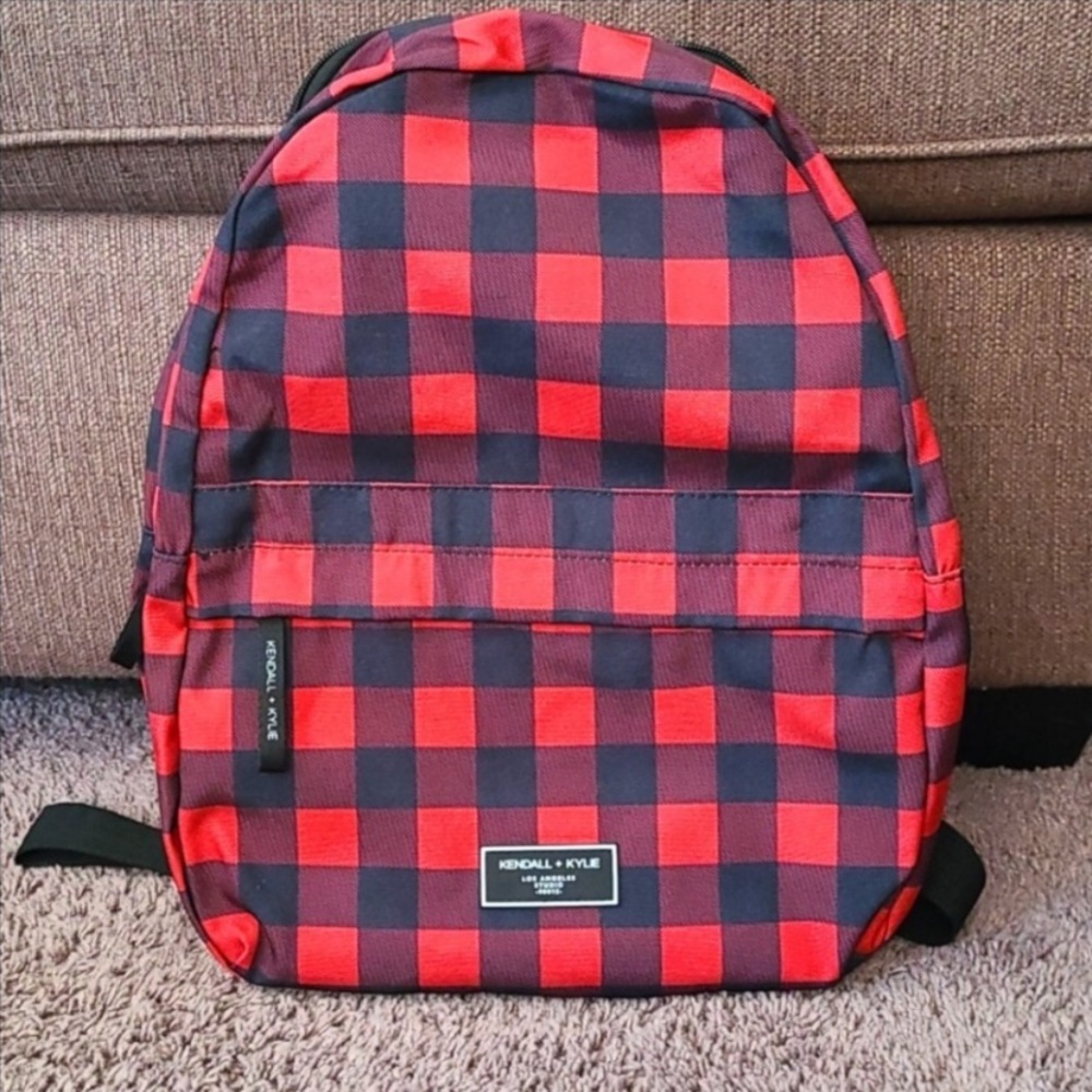 Kendall & Kylie Red and Black Plaid Backpack